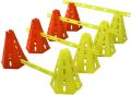 Mansa TUFF Fitness Agility Hurdles Cone Set for Speed and Balance Exercises for All Ages, Suitable for Dog Training, Include - Set 2 Cones & 3 Yellow Bars. 