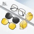 LouisWill 3 In 1 Sunglasses Men Polarized Sunglasses Night Vision Eyewear Upgraded Foldable Lens Magnetic Sun Glasses Frame Spectacles Unisex Anti-UV Spectacles Fashion Eyeglass Outdoor Travel Sports Running Hiking. 