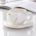 Hand-kneaded creative ceramic cup cloud coffee cup and saucer set irregular hand-painted cute mug flower water cup. 