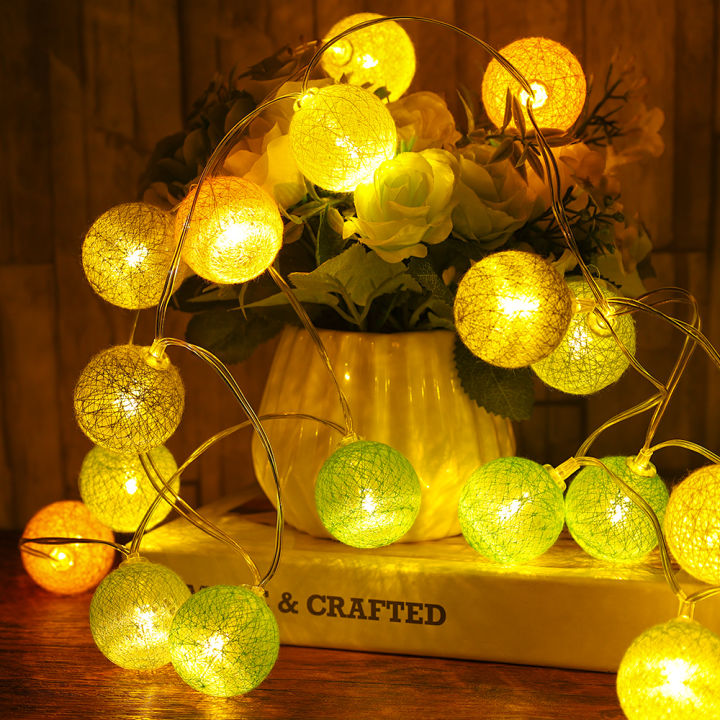 2.2M 20Leds Cotton Ball String Lights Garland Ball Fairy Light String For Holiday Wedding Party Decoration Home Lamp 1Pcs