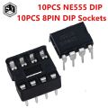 20pcs 10 Each Ne555 Ne555p Ic 555 Timer Programming Oscillator Chip 8 Pin Dip Sockets. 