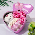 Heart-Shaped Mothers Day Gift 3pcs Soap Rose Flowers Bear Gift Box for Valentines Day Gift. 