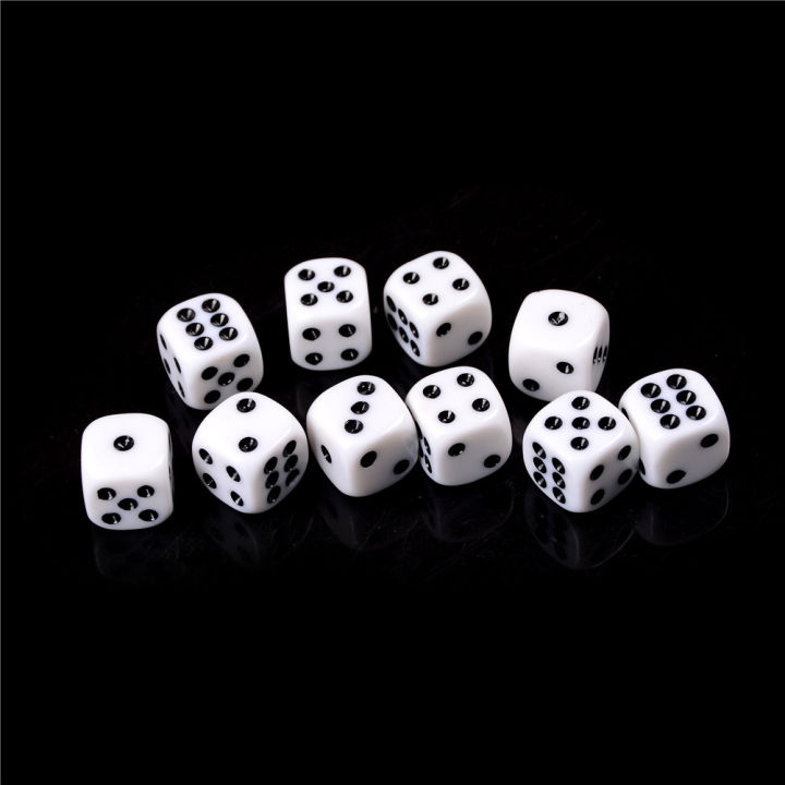 White Playing Dices Set 16mm Six Sided Corner Opaque Dice Rpg Standard Games Pips Cube Funny Toy