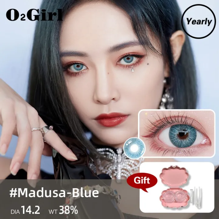 O2GIRL Contact lenses Color  blue green gradient (0.00~8.00) 14.2mm Medusa  Yearly