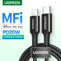 UGREEN USB C to Lightning Cable Nylon Braid MFi Certificate for iPhone 13,12, 12 Pro,11 /iPhone 11 Pro /XS Max X 8 20W PD Fast Charger Data Cable for Macbook Pro, Air, iPad Pro 2020,2018 USB C Cord. 