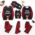 bellylady 2 Pcs/set Parent-ld  Outfit Christmas Deer Alphabet Printed Plaid Pattern Long-sleeved Pajamas Set color. 