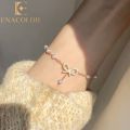 Enacolor Delicate Crystal Bow Pearl Bracelets Girls Fashion Bangle Jewelry Accessories Gifts Korean Ins. 