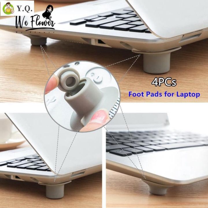 4-Piece Laptop Cooling Feet Set - Skidproof PVC Pads For Notebooks, Anti-Slip & Ergonomic