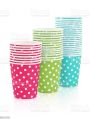 10 Pcs Polka Dots Paper Cups - Disposable Party Paper Cups for Birthday, Wedding Parties. 