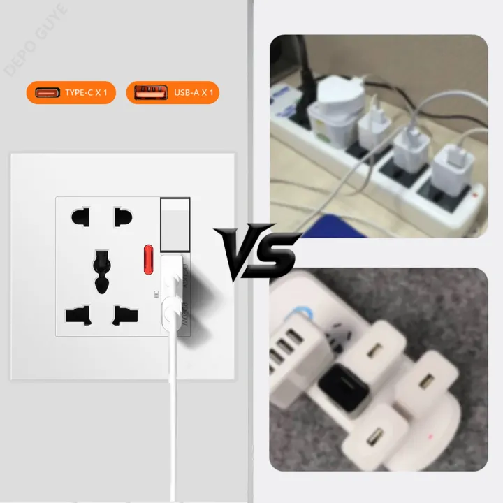 20W%20Type-C%20Plug%20Quick%20Charging%205-pin%20Wall%20Socket%20220V,Plastic%20Electrical%20Wall%20Power%20Outlet%20With%20DC%205V%203A%20USB%20C%20Charger%20-%20Image%202
