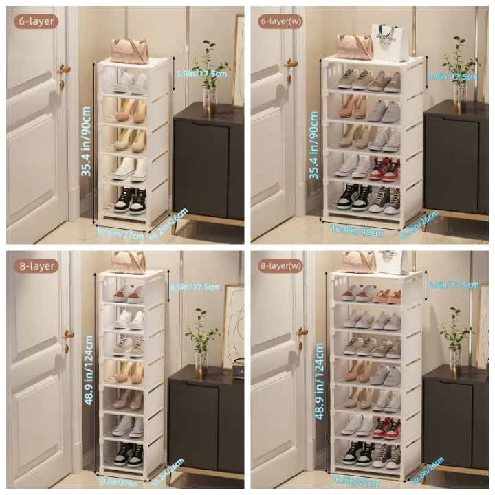 1pc%206/8%20Layers%20Shoe%20Organizer%20Space-saving%20Metal%20Frame%20&%20Fabric%20Interlayer%20Shoe%20Rack%20Shelf%20for%20Entryway%20Hallway%20Living%20Room%20-%20Image%203