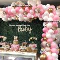 Pink Balloon Arch Garland Kit - 100 Pcs White Pink Gold Latex Balloons for Baby Shower Wedding Birthday Graduation Anniversary Bachelorette Party Background Decorations. 