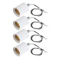 4X E27 Ceramic Screw Base Round LED Light Bulb Lamp Socket Holder Adapter Metal Lamp Holder with Wire White. 