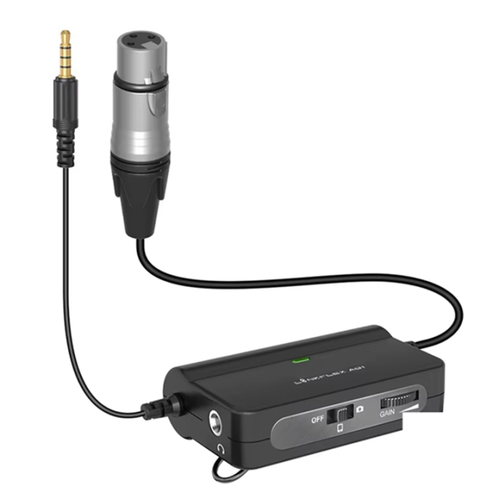 For Smartphone DSLR Cameras Camcorders LINKFLEX AD1 Microphone Preamp Amplifier XLR to 3.5mm Audio Adapter