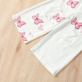 2Pcs Kids Casual Clothing Sets Outfits Off Shoulder Tops Butterfly Print Pants Outfits. 