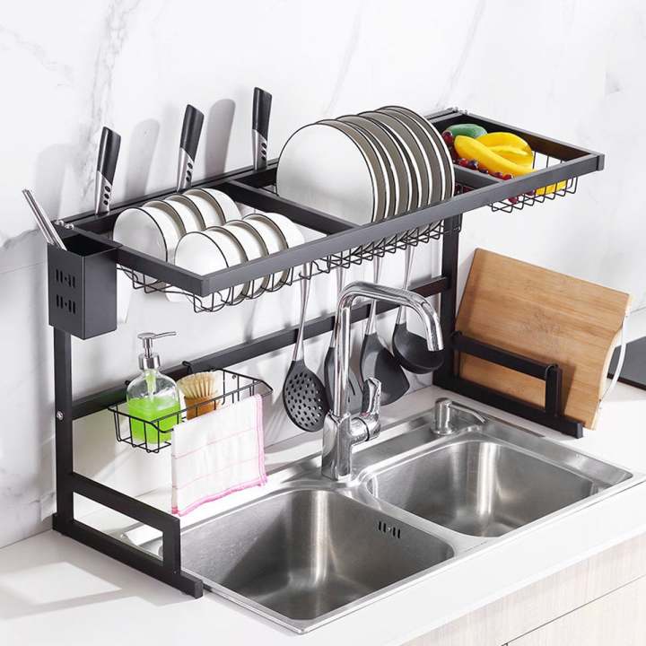 Over The Sink Dish Drying Rack Length Adjustable Dish Drainer Full Set Dish Rack for Kitchen Sink Organizer Space Saver ( Sink Rack ) - 85cm