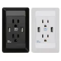 Dual USB Port Outlet Power Charger Socket Wall-Mounted Power Adapter. 