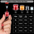 100pcs Disposable Tattoo Ink Cups Caps Permanent Makeup Pigment self standing Plastic Ink Container Cap Tattoo Accessories. 
