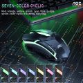 AOC KM100 RGB Wired Gaming Keyboard & RGB Mouse Combo Set Waterproof Keyboard Color Backlight for Computer PC. 