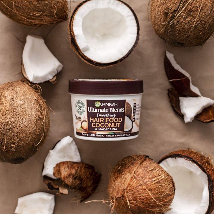 GARNIERS Ultimate Blends Smoothing Coconut & Macadamia Hair Food Set - Shampoo / Conditioner / Mask