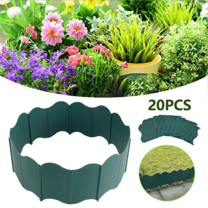 Green Garden Plastic Lawn Edge Weather Resistant Edge Plastic Green Lawn Edging Border Fence 20pcs Lawn Path Grass Flower