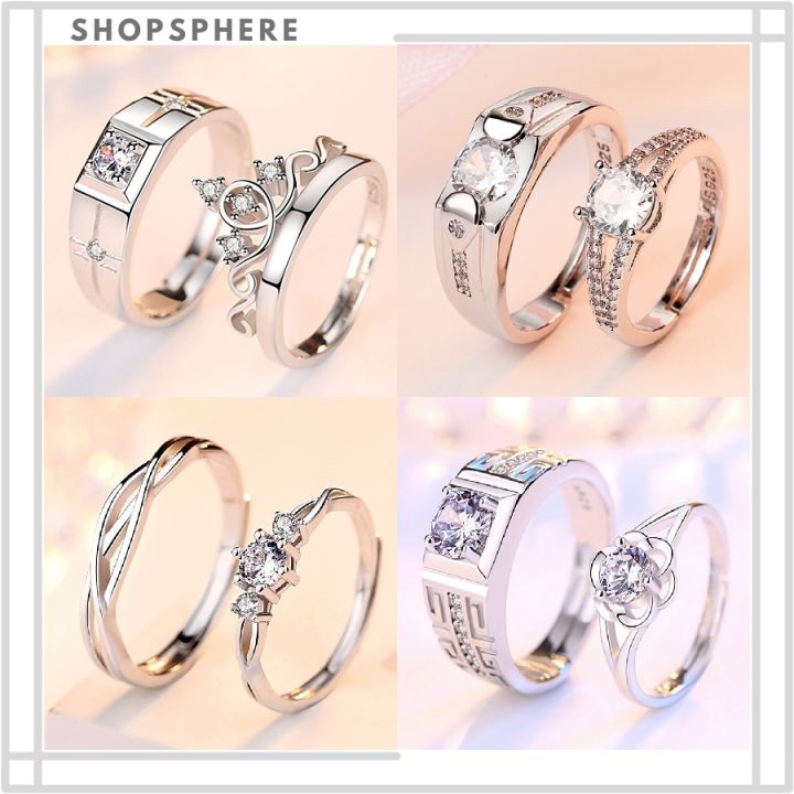 Normal Rings Daraz ShopSphere 2pcs 925 Silver Couple Ring Couple Wedding Engaged Ring ...
