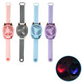 Portable Fan Mini Fan Portable Watch Fan with Comfortable Wrist Strap Colorful LED Light Three-speed USB Charging. 