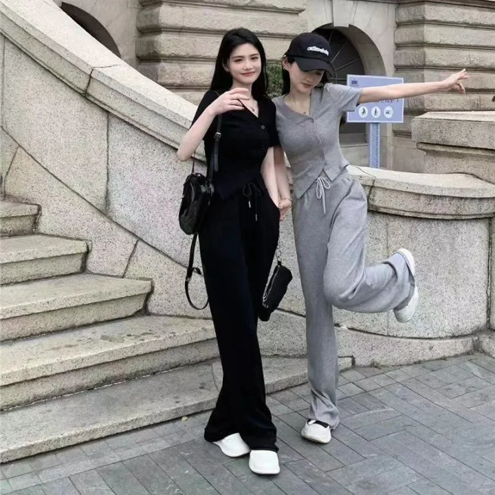 100%25%20Casual%20Fashion%20Set%20Women's%20Summer%20Design%20Slimming%20Irregular%20Short%20Sleeve%20Cardigan%20Top%20Wide%20Leg%20Pants%20Two-Piece%20Set%20-%20Image%207