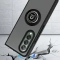 lthmy for Samsung Galaxy Z Fold 3 5G Ring Holder Kickstand Matte Back Soft Bumper Hybrid Protective Cover case. 