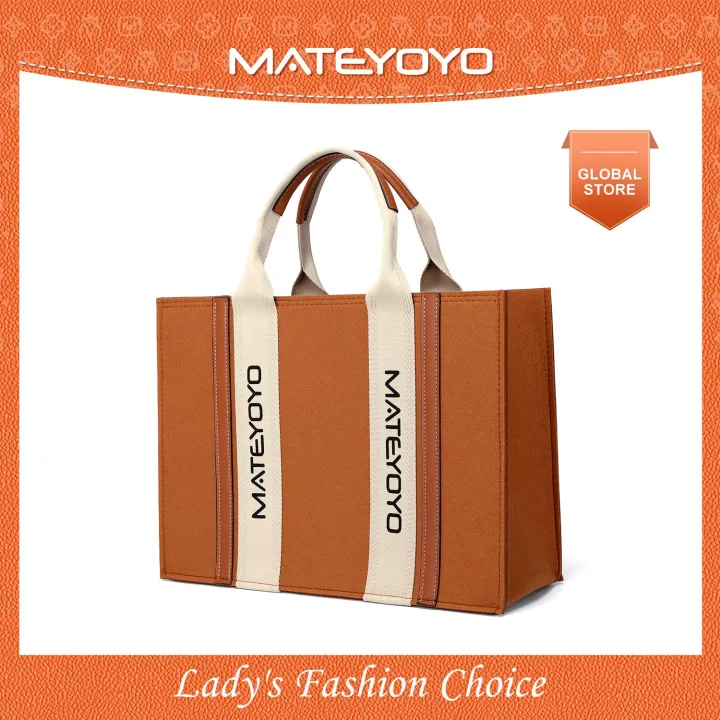 MATEYOYO Felt Bag Classical Tote Bag Felt Bag Thickened High-Capacity Shopping Handbag Daily Commuting Bakery Coffee Shop Shoulder Bag Simple And Fashionable Office Handbag