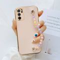 For OPPO A16 Back Cover Colorful Beads Bracelet Luxury 6D Plating Case Soft Thin Silicone Square Phone Cases. 