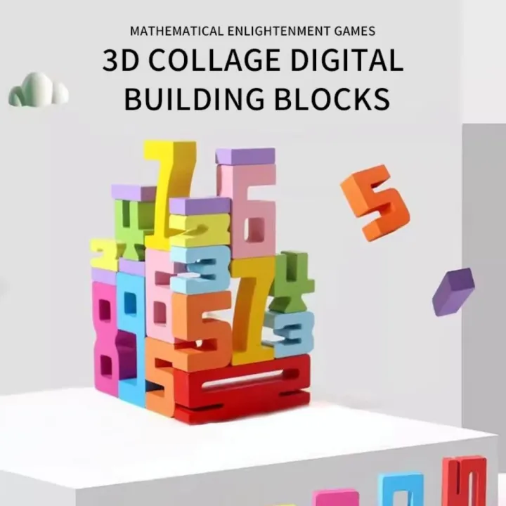 Puzzle Board Wooden Digital Building Blocks Large Particle Balance Game ...