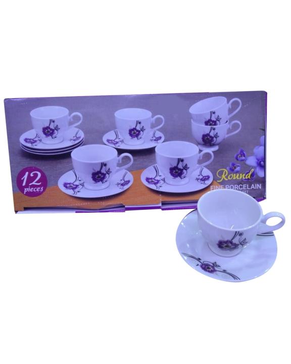Cup and Saucer Set European Style Coffee Cup Set Tea Cup Saucer Set- 12 Pcs