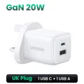 UGREEN 20W GaN Fast Wall Charger 1 USB C 1 USB A Port Charger with QC Portable for iPhone 17 16 15 Pro Max iPhone 16 15 Plus iPad Pro Samsung S25 Ultra S24 Huawei Mate 60 Xiaomi 14. 