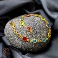 Gold plated Round Multi colour Stone Bracelet For Women. 