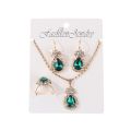 Luxury Original 18k gold earrings Gold Plated Jewelry Sets Fashion Women Bridal Water Drop Green Stone Necklace Earrings Sets. 