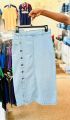 Side Button Ladies Non Stretchable Long denim skirts. 