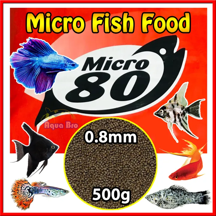 Micro 80 Fish Food 500g Hight Protein Aquarium Floating Fish Feed 0.8mm size for Small Fish