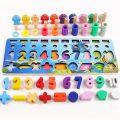 Children's Wooden Learning Counting Montessori Pairing Numbers Shapes Pairing Early Education Teaching Aids Math Fishing Toys. 