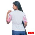 Women O-Neck, Half Sleeve Summer Graphic Tee Polyester T-Shirt Elegant Casual Loose Fit Office Wear Ribbed Fashion Tee Shirt Blouse Ladies Simple Tops Colors In White Mixed Color Flower Butterfly Design S, M, L Xl Size. 