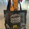 Canvas Folding Peripheral Mesh Shopping Bag Good-looking Fold McDonald's Tote Portable Environmental Protection Portable Bag Light and Small 〈. 