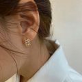 1Pairs Elegant Leaf Shape Hoop Earrings Rhinestone Surround Small Hoop Earrings Mini Circle Earring Jewelry Gift. 