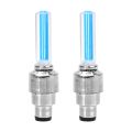 【Blue】 2PCS Atmosphere Welcome Light Hub Auto Car Light Moto Bike Light Valve Decorative Valve Cap Led. 