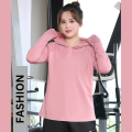 LeiyanPortable 🇲🇾READY STOCK KL Plus Size Cap Hoodie Lady Women Running Yoga Fitness Cool Ice Milk Silk Hiking Top Travel Gym Sportwear Long Sleeve Shirt. 