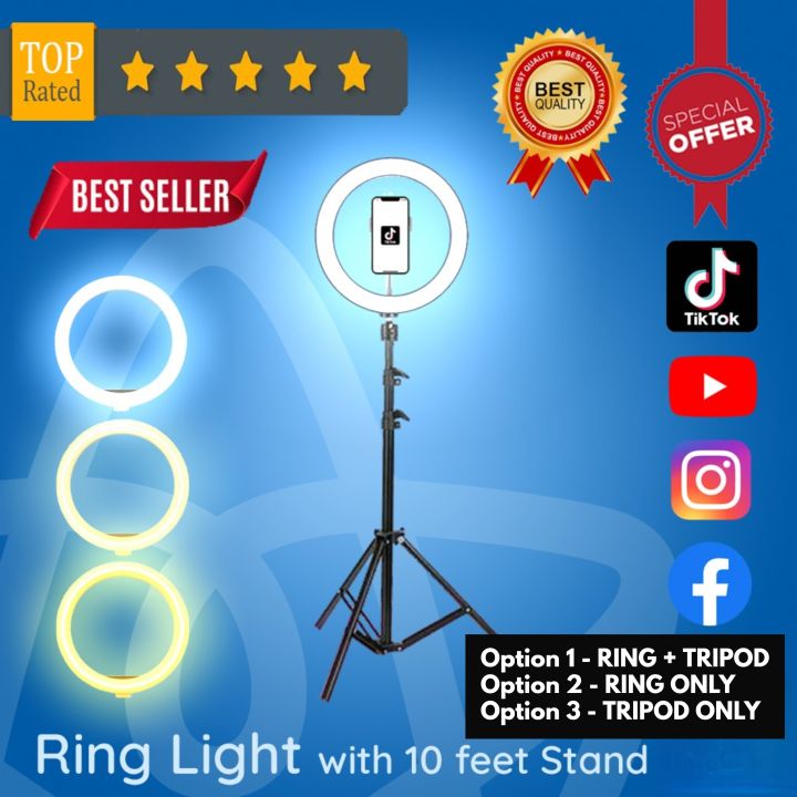 10 inch Ring Light with Floor Tripod and Desk Stand(Ringlight Kit