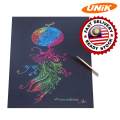 [UNIK] 10 pcs Rainbow Scratch Colourful Stencil Art Craft Engraving Paper + Bamboo Pen / Teknik Gurisan / 彩虹刮画纸. 