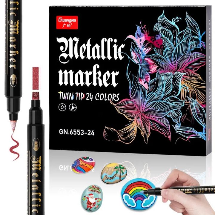 Metallic Paint Marker Pens, Soft Tip and Flat Tips, for Rock - Main Image
