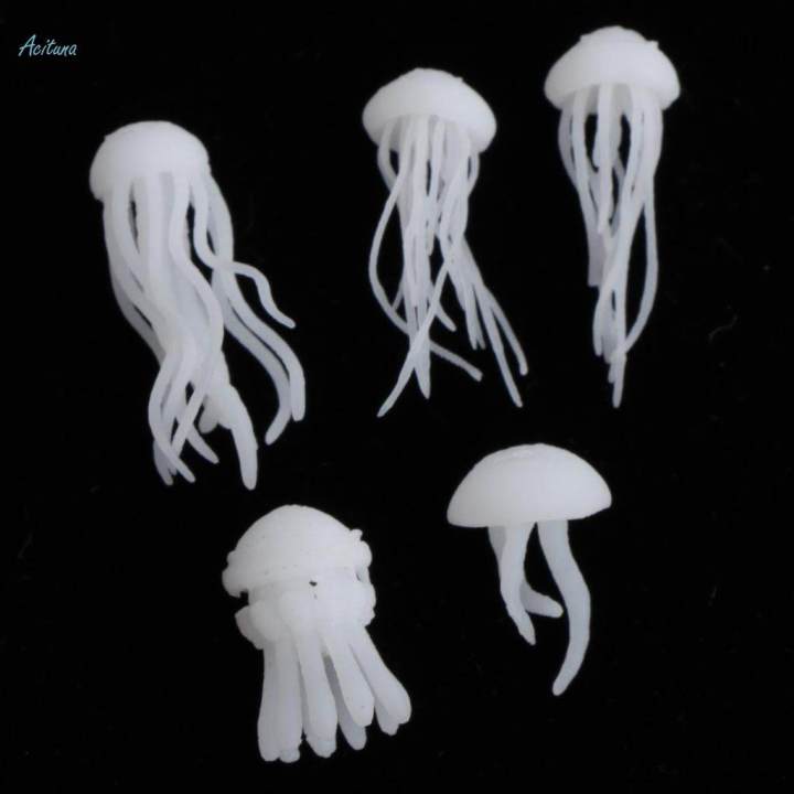 5 Styles Jelly Fish 3D Resin Casting Craft Filler Fish Tank Ornament ...