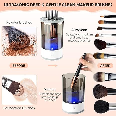 Rinse Makeup Brush Cleaning Machine, Electric Brush Blender Cleaner, Fast Drying Brush Cleaner for All Sizes