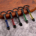 Metal Keychain Precision Engineered Racing Design Spring Style Coilover Keyring Automotive Themed Miniature Size Suspension Fob for Car Enthusiasts Motorsport Gifts Vehicle Accessory Lovers Key. 
